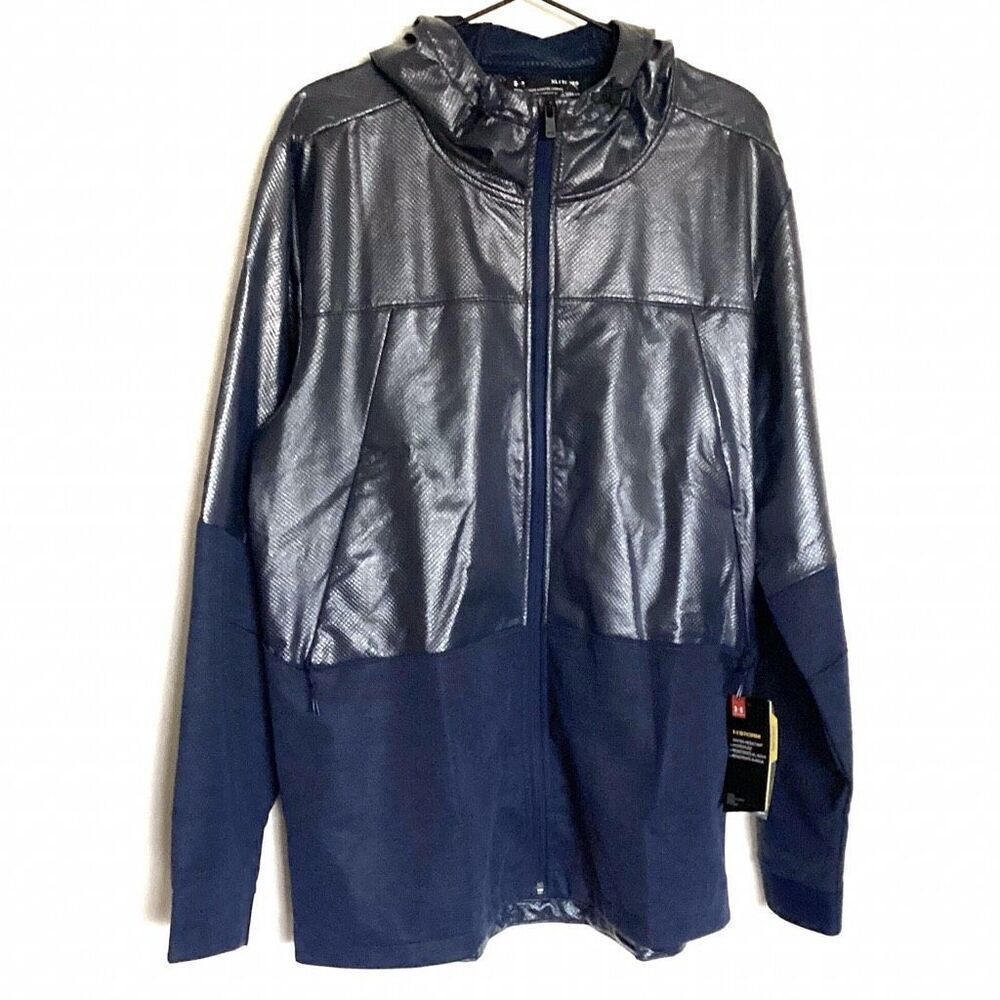 NEW Under Armour Storm Blue Hybrid Hooded Windbreaker SZ XL